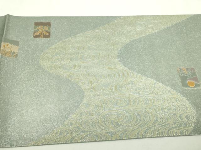 平和屋本店▼松尾光琳　六通柄袋帯　本金琳派紅白梅図　正絹　逸品　DABE9175sf_6