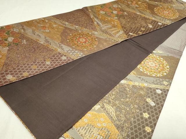 平和屋本店▼六通柄袋帯　草花文　純金二重箔　正絹　逸品　DABE9274sf_5