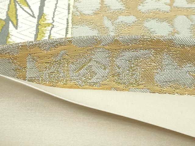 平和屋本店▼両方向全通柄袋帯　唐織　笹竹文　本金プラチナ箔　正絹　逸品　DABE9275sf_4