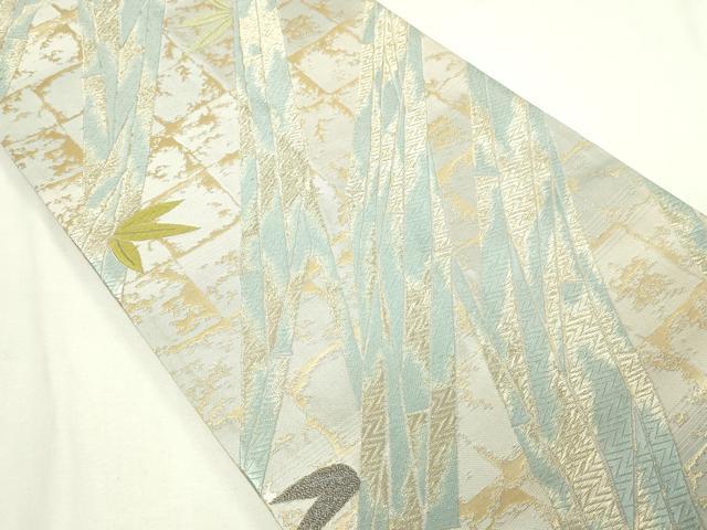 平和屋本店▼両方向全通柄袋帯　唐織　笹竹文　本金プラチナ箔　正絹　逸品　DABE9275sf_8