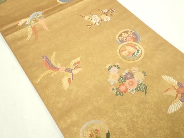 平和屋本店▼六通柄袋帯　唐織　鳳凰花蝶文　慴金錦引箔　正絹　逸品　DABE9280sf_1
