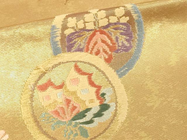 平和屋本店▼六通柄袋帯　唐織　鳳凰花蝶文　慴金錦引箔　正絹　逸品　DABE9280sf_3