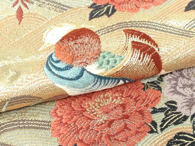 平和屋本店▼六通柄袋帯　唐織　柳橋鴛鴦　本金箔　正絹　逸品　DABE9296sf_2