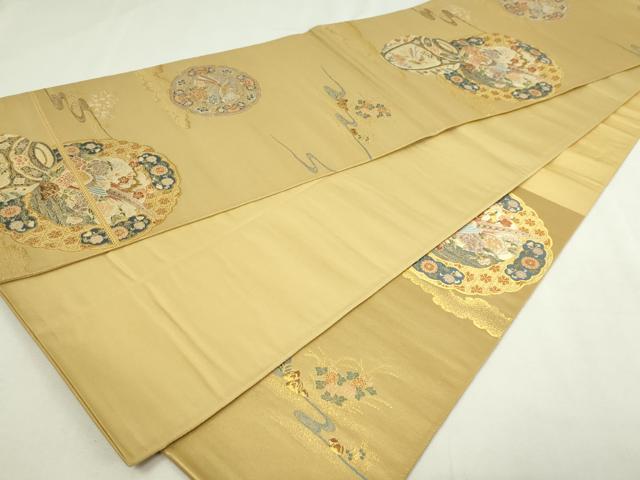 平和屋本店▼六通柄袋帯　唐織　雲取錦薫花鳥　漆金九百錦　正絹　逸品　DABE9297sf_6