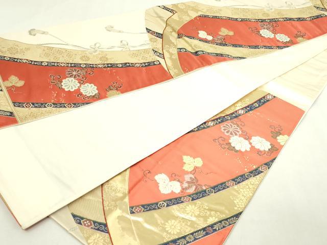 平和屋本店▼六通柄袋帯　唐織　結び紐花唐草文　九百錦　純金箔24ｋ　正絹　逸品　DABE9312sf_5