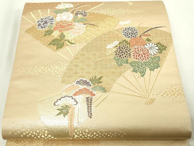 平和屋本店▼六通柄袋帯　唐織　吉祥模様　24ｋ本金箔　正絹　逸品　DABE9313sf