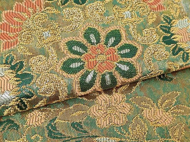 平和屋本店▼六通柄袋帯　斜取更紗華文　珠金　正絹　逸品　DABE9325sf_2