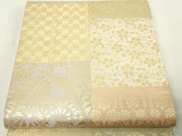 平和屋本店▼美しいキモノ」お馴染みのメーカー　となみ織物　六通柄袋帯　花唐草文　金銀彩　正絹　逸品　DABE9335sf