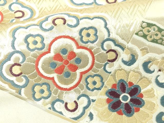 平和屋本店▼六通柄袋帯　唐織　正倉院花文　はくば錦24ｋ　正絹　逸品　DABE9337sf_3