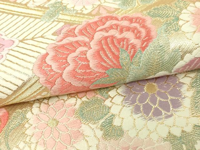平和屋本店▼六通柄袋帯　唐織　本金斜取能衣華調模様　正絹　逸品　DABE9345sf　_2