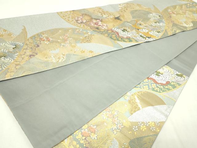 平和屋本店▼六通柄袋帯　唐織　菱菊宝鶴文　本金箔　正絹　逸品　DABE9356sf_6