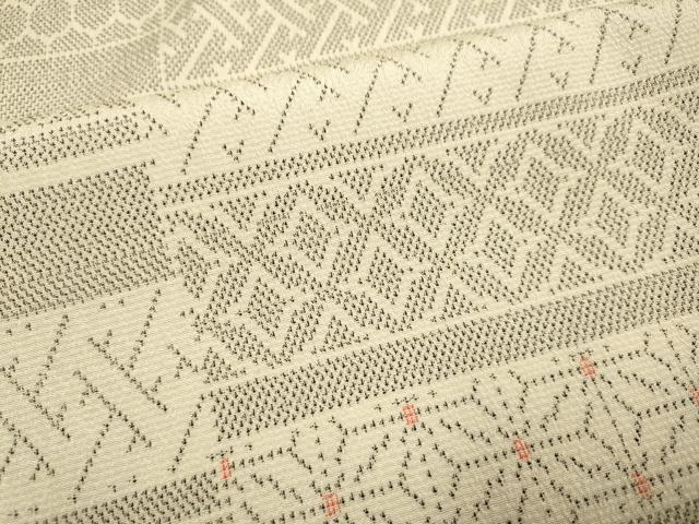 平和屋着物▽本塩沢　単衣　横段吉祥文　正絹　逸品　DABE9523du_5
