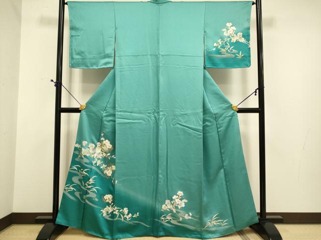 平和屋着物●訪問着　流水枝花文　暈し染め　金彩　正絹　逸品　DABE9611du