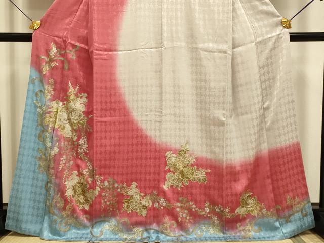 平和屋着物●訪問着　草花文　暈し染め　金彩　正絹　逸品　DABE9626du_3