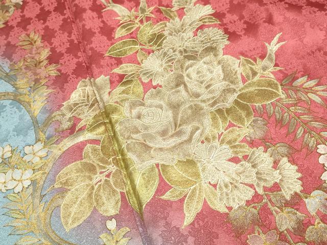 平和屋着物●訪問着　草花文　暈し染め　金彩　正絹　逸品　DABE9626du_5