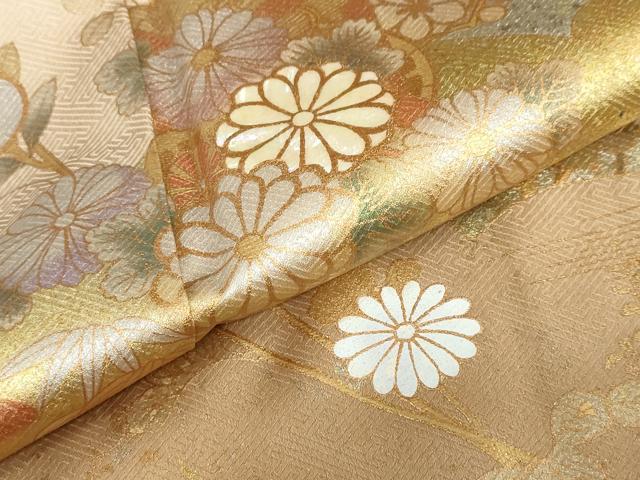 平和屋着物●訪問着　螺鈿　地紙重ね草花文　暈し染め　金銀彩　正絹　逸品　未使用　DABF1236ud_6