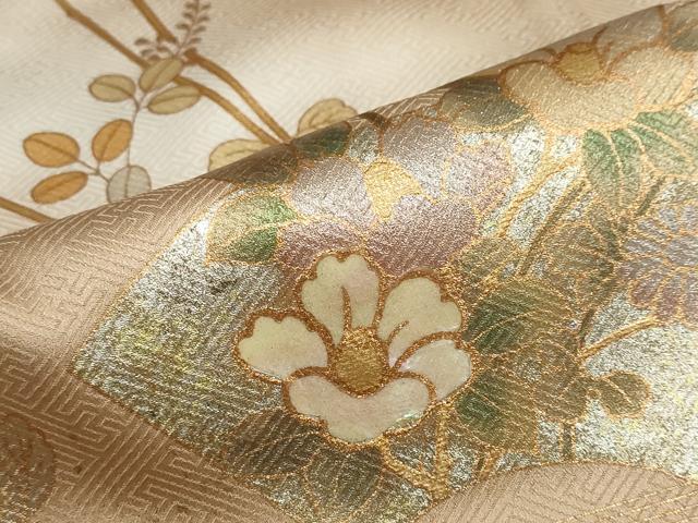 平和屋着物●訪問着　螺鈿　地紙重ね草花文　暈し染め　金銀彩　正絹　逸品　未使用　DABF1236ud_7