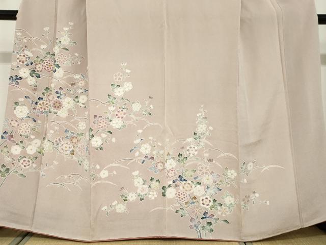 平和屋着物●訪問着　作家物　草花文　鬼しぼ縮緬　正絹　逸品　DABF1326ud_3