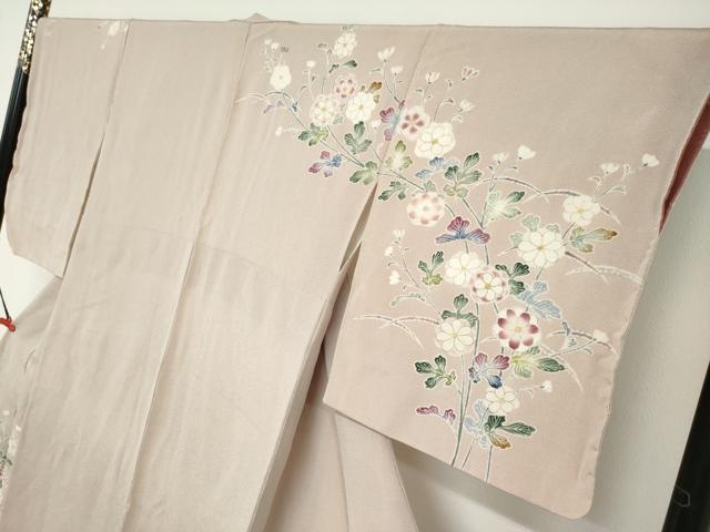 平和屋着物●訪問着　作家物　草花文　鬼しぼ縮緬　正絹　逸品　DABF1326ud_2