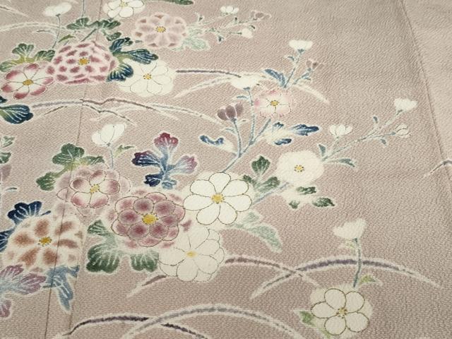 平和屋着物●訪問着　作家物　草花文　鬼しぼ縮緬　正絹　逸品　DABF1326ud_5