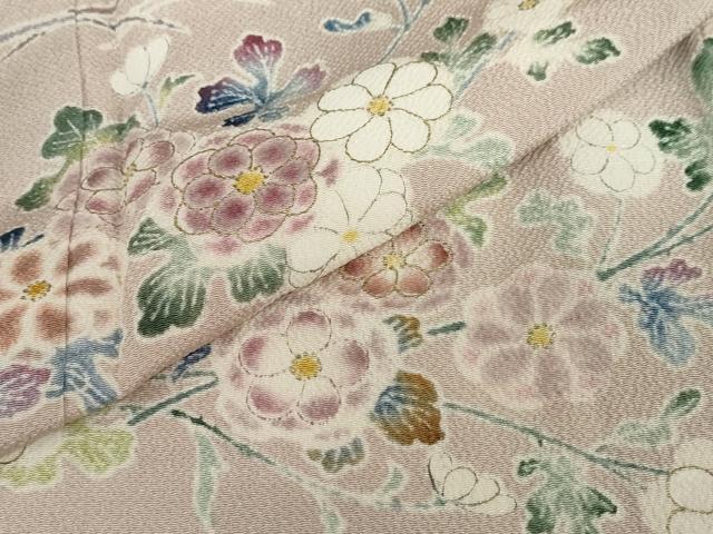 平和屋着物●訪問着　作家物　草花文　鬼しぼ縮緬　正絹　逸品　DABF1326ud_6