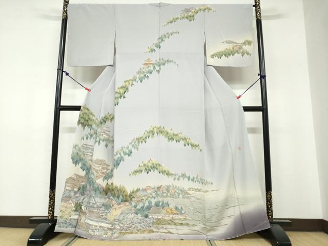 平和屋着物●十日町友禅作家　林静穂　訪問着　人物風景文　暈し染め　正絹　逸品　未使用　DABF1342ud