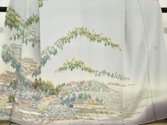 平和屋着物●十日町友禅作家　林静穂　訪問着　人物風景文　暈し染め　正絹　逸品　未使用　DABF1342ud_3