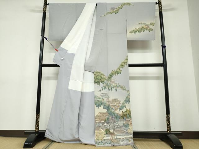 平和屋着物●十日町友禅作家　林静穂　訪問着　人物風景文　暈し染め　正絹　逸品　未使用　DABF1342ud_1