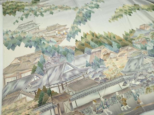 平和屋着物●十日町友禅作家　林静穂　訪問着　人物風景文　暈し染め　正絹　逸品　未使用　DABF1342ud_4