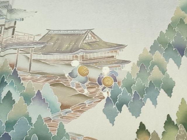 平和屋着物●十日町友禅作家　林静穂　訪問着　人物風景文　暈し染め　正絹　逸品　未使用　DABF1342ud_5
