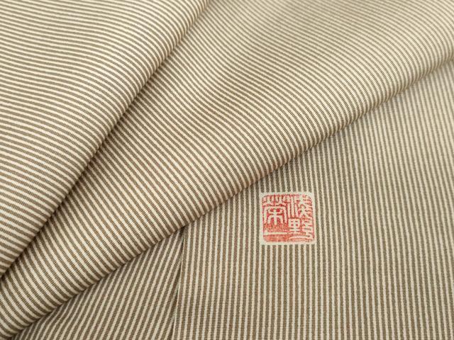平和屋着物●江戸小紋　浅野栄一　万筋　樺茶色×白橡色　正絹　逸品　DABF1346ud 27,885円