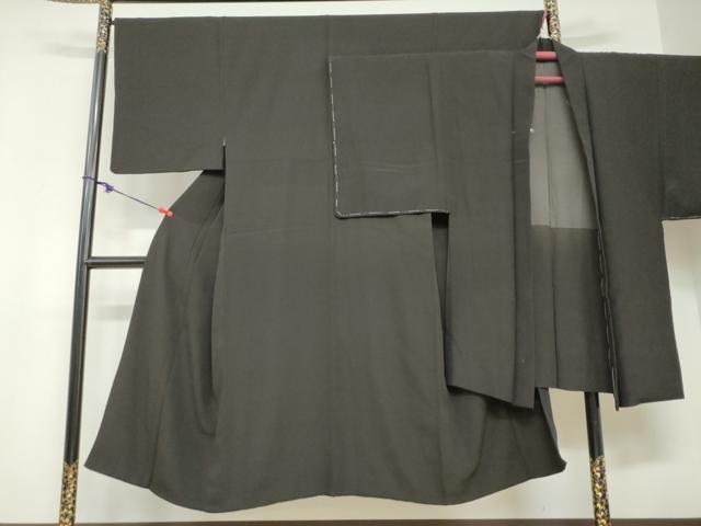 平和屋着物●男性　お召　アンサンブル　長羽織　霞地紋　黒地　正絹　逸品　DABF1386ud 30,420円