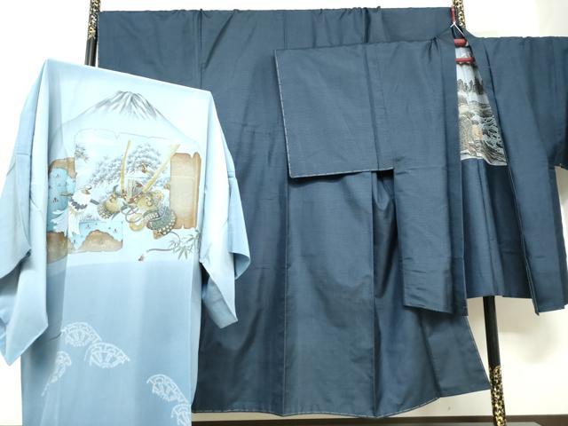 平和屋着物●男性 本場大島紬 アンサンブル 長羽織 長襦袢（袷）セット 100亀甲 総詰め キングサイズ 正絹 逸品 未使用 DABF1389ud 42,120円