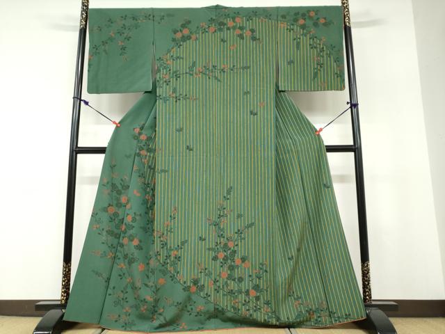 平和屋着物●訪問着　花蝶文　正絹　逸品　DABF1546ud