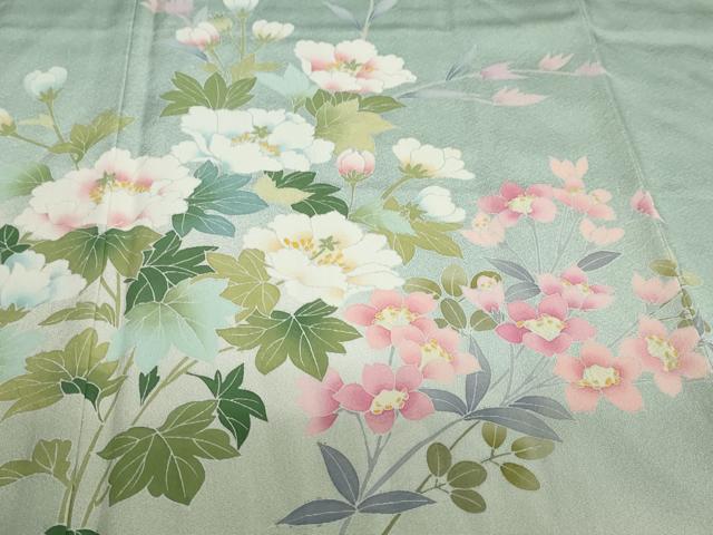 平和屋着物●訪問着　友禅　作家物　草花文　暈し染め　正絹　逸品　未使用　DABF1624ud_5