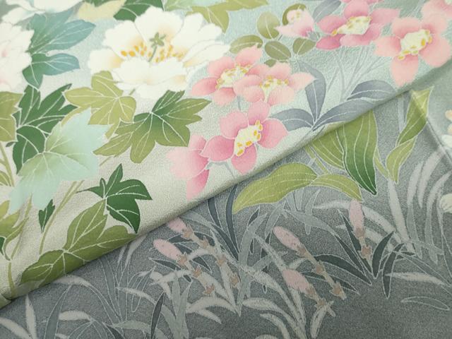 平和屋着物●訪問着　友禅　作家物　草花文　暈し染め　正絹　逸品　未使用　DABF1624ud_6