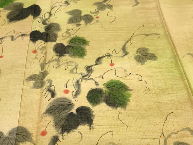 平和屋着物●訪問着　紬地　手描き　蔦の葉文　正絹　逸品　未使用　DABF1730ud_5