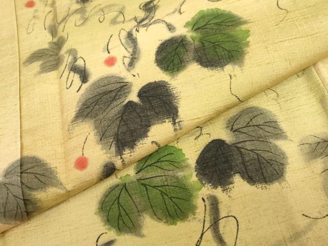 平和屋着物●訪問着　紬地　手描き　蔦の葉文　正絹　逸品　未使用　DABF1730ud_6