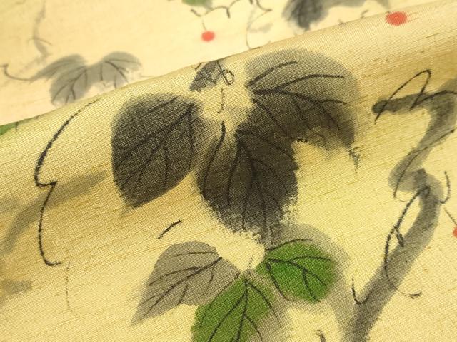 平和屋着物●訪問着　紬地　手描き　蔦の葉文　正絹　逸品　未使用　DABF1730ud_7