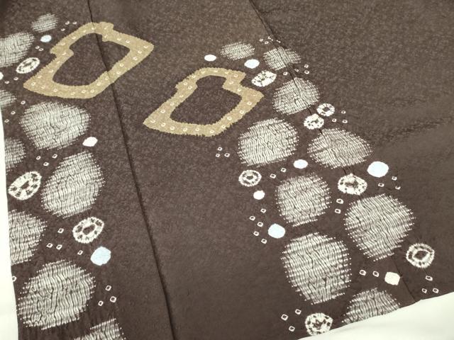 平和屋着物▽訪問着　単衣　杢目絞り　幾何学丸文　正絹　逸品　DABF3127op_4