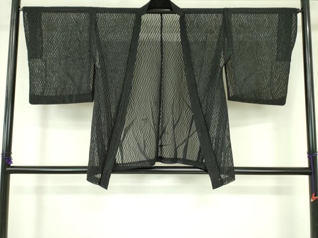 平和屋着物▽羽織　スリーシーズン　春夏秋　塵除け　立涌文　黒地　銀通し地　正絹　逸品　DABF3558op 31,200円