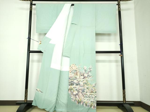 平和屋着物●本加賀友禅作家　染元千紅代表　寺西一紘　訪問着　風景花文　亀　さが美扱い　正絹　逸品　未使用　DABF7264ps_1
