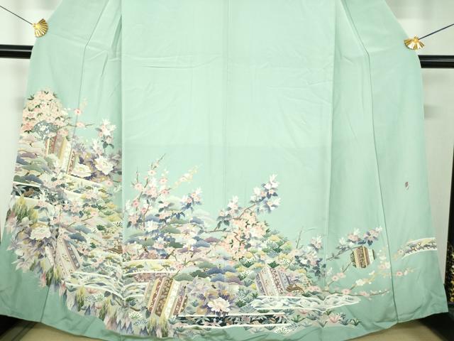 平和屋着物●本加賀友禅作家　染元千紅代表　寺西一紘　訪問着　風景花文　亀　さが美扱い　正絹　逸品　未使用　DABF7264ps_2