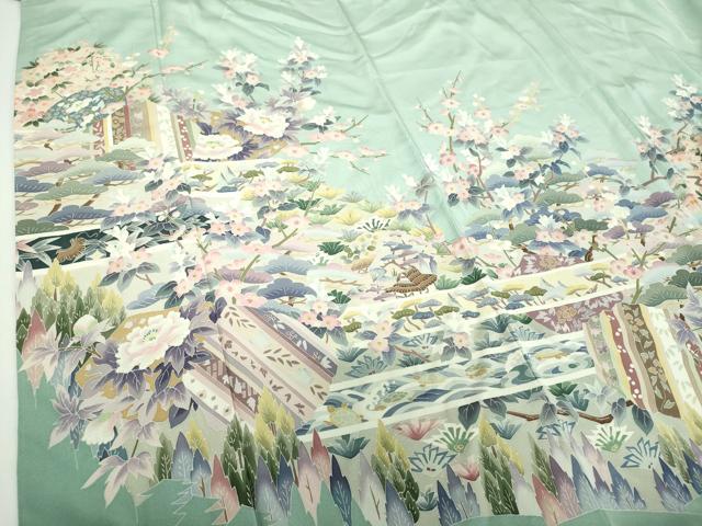 平和屋着物●本加賀友禅作家　染元千紅代表　寺西一紘　訪問着　風景花文　亀　さが美扱い　正絹　逸品　未使用　DABF7264ps_3