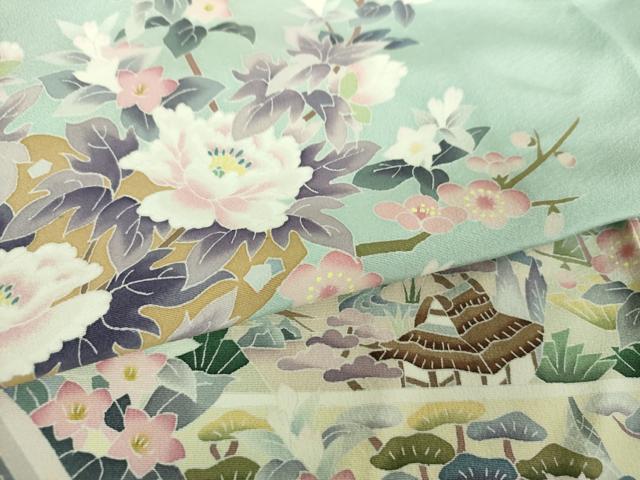 平和屋着物●本加賀友禅作家　染元千紅代表　寺西一紘　訪問着　風景花文　亀　さが美扱い　正絹　逸品　未使用　DABF7264ps_4