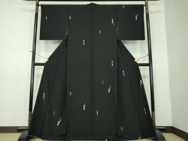 平和屋着物●訪問着　総刺繍　菱繋ぎ　黒地　金糸　正絹　逸品　未使用　DABF7529ps_1