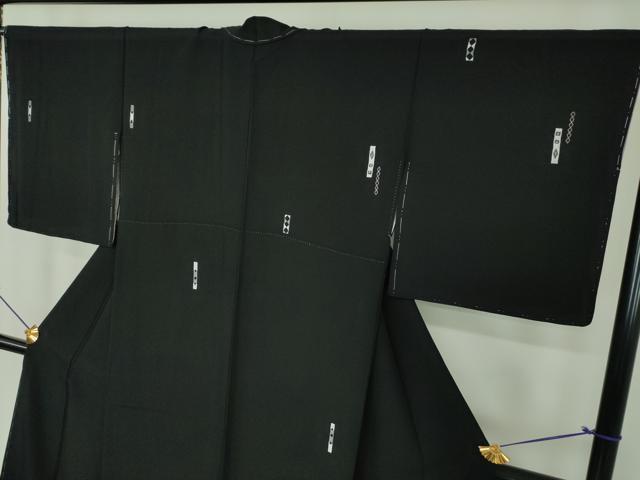 平和屋着物●訪問着　総刺繍　菱繋ぎ　黒地　金糸　正絹　逸品　未使用　DABF7529ps_3