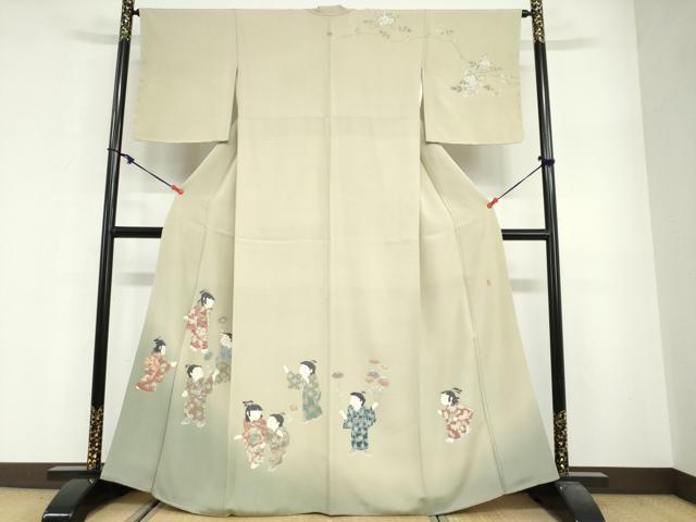 平和屋着物●十日町友禅作家　関口遼一　訪問着　童子遊び　暈し染め　正絹　逸品　DABG2507ud