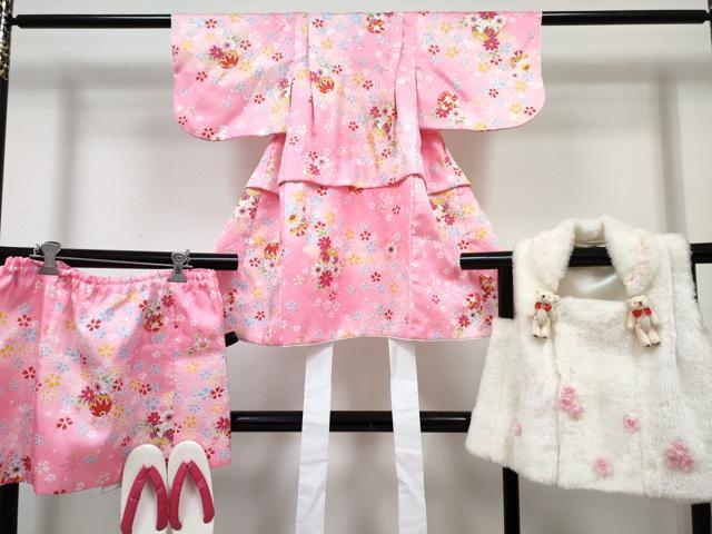 平和屋着物[]ベビー着物　二部式　女の子　子供　被布・草履セット　鞠花文　暈し染め　金彩　洗える着物　DABG3195ma 24,674円