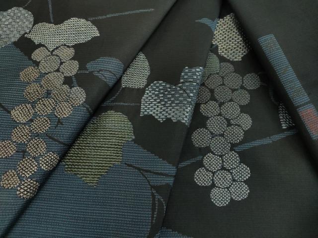 平和屋着物●本場大島紬　訪問着　作家物　刺繍　雅一扇　葡萄蔦の葉文　ほていや扱い　正絹　逸品　未使用　DABG8431ps 30,420円